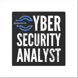 Cyber Security Analyst Black Background Circuits Posters and Art